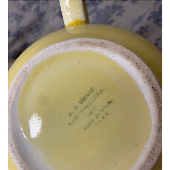Vintage 1940s WS George U.S.A. Cheerful Yellow Teapot Round - Picture 5 of 7